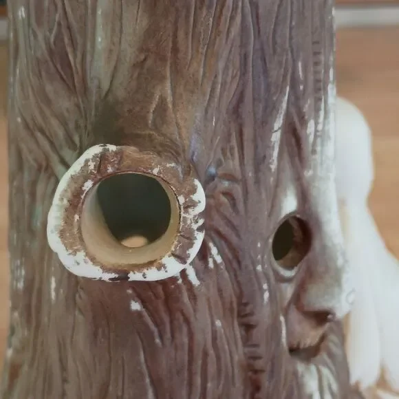 Vintage Ceramic Hand Painted Spooky Tree With Owl & Ghost Holding a Pumpkin Fig - Picture 9 of 15